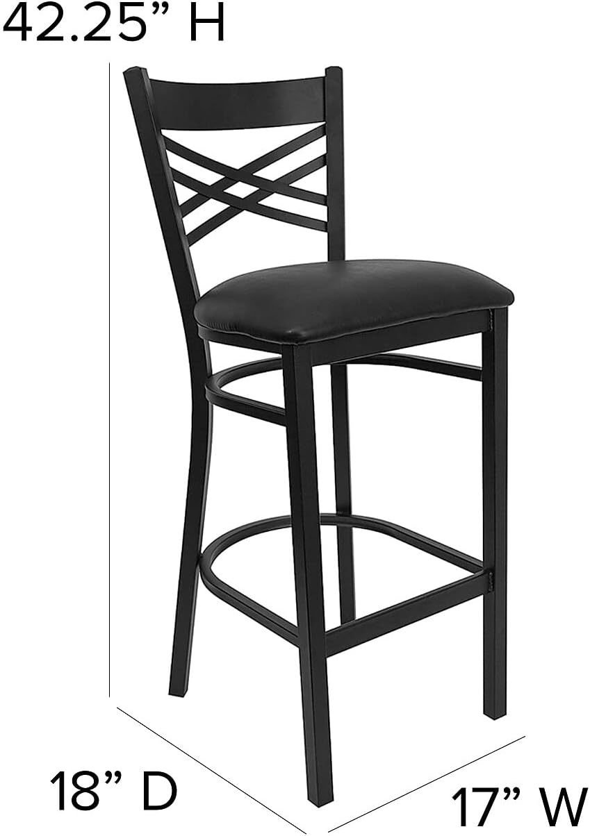 Hercules Metal Restaurant Barstool, Black