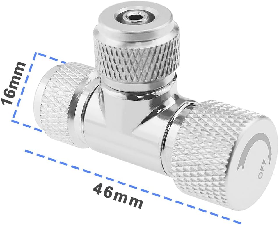 Create idea CO2 Dual-Head Needle Valve Carbon Dioxide Double-Ended Needle Trimmer Valve CO2 Bubble Counter Fish Tanks Accessory Compatible with Aquarium Systems, Silver
