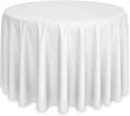 132" Round Premium Tablecloth for Wedding/Banquet/Restaurant - Polyester Fabric Table Cloth - White