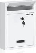 Wall Mount Mailbox for Outside, Locking Mail Box, White | Large Mailbox with Key Lock, Security Mail Box for House