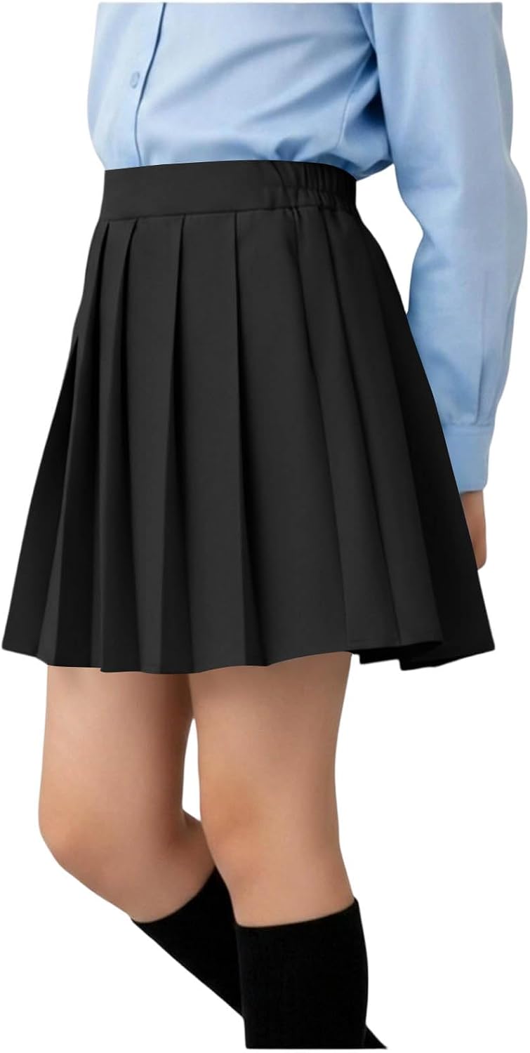 School Uniform Skirts for Girls Adjustable Waist Pleated Skorts Summer Pull-On Athletic Tennis Mini Skirt Dresses