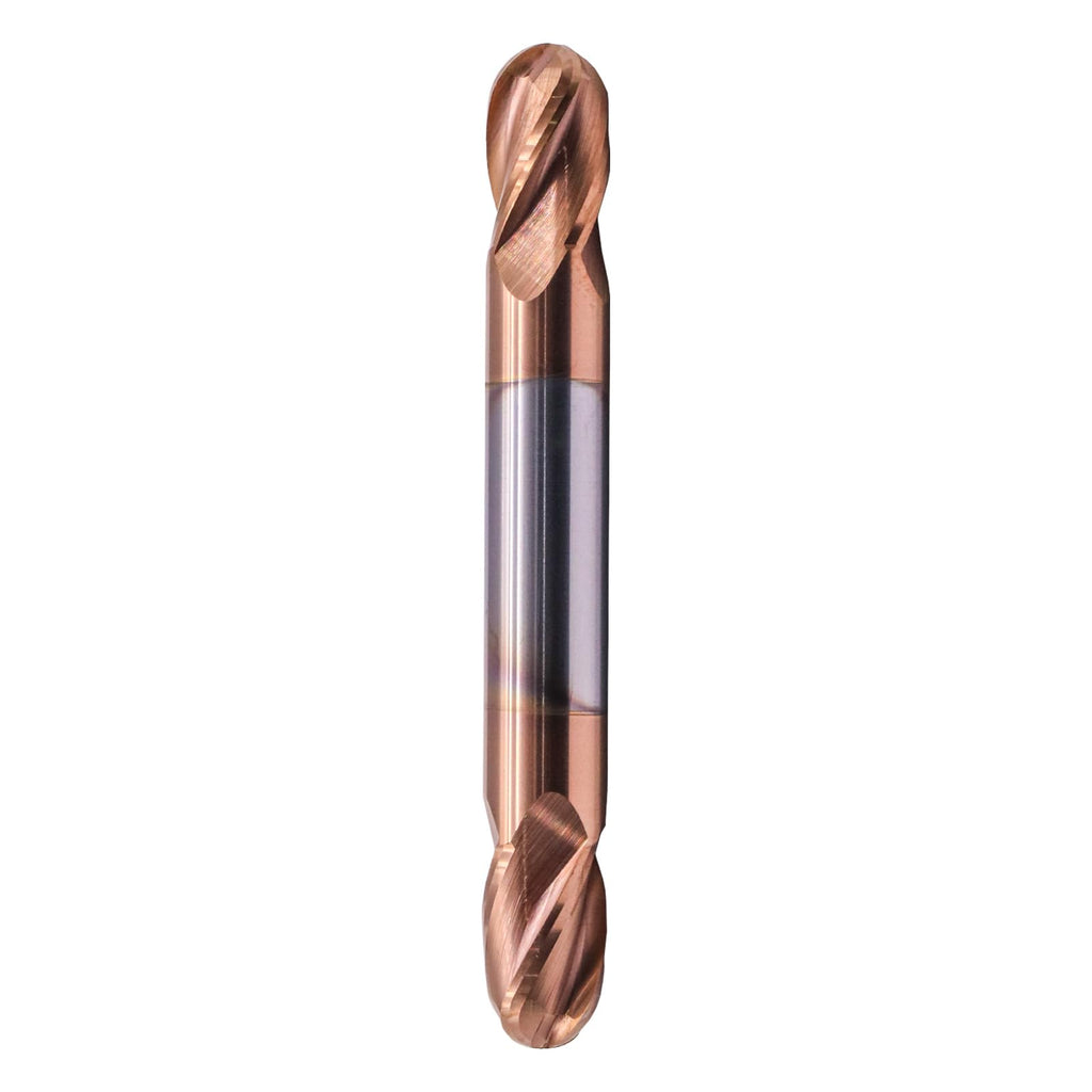 5/16" 4 Flute Solid Carbide Ball Nose End Mill, Double End, TiSiN Coated