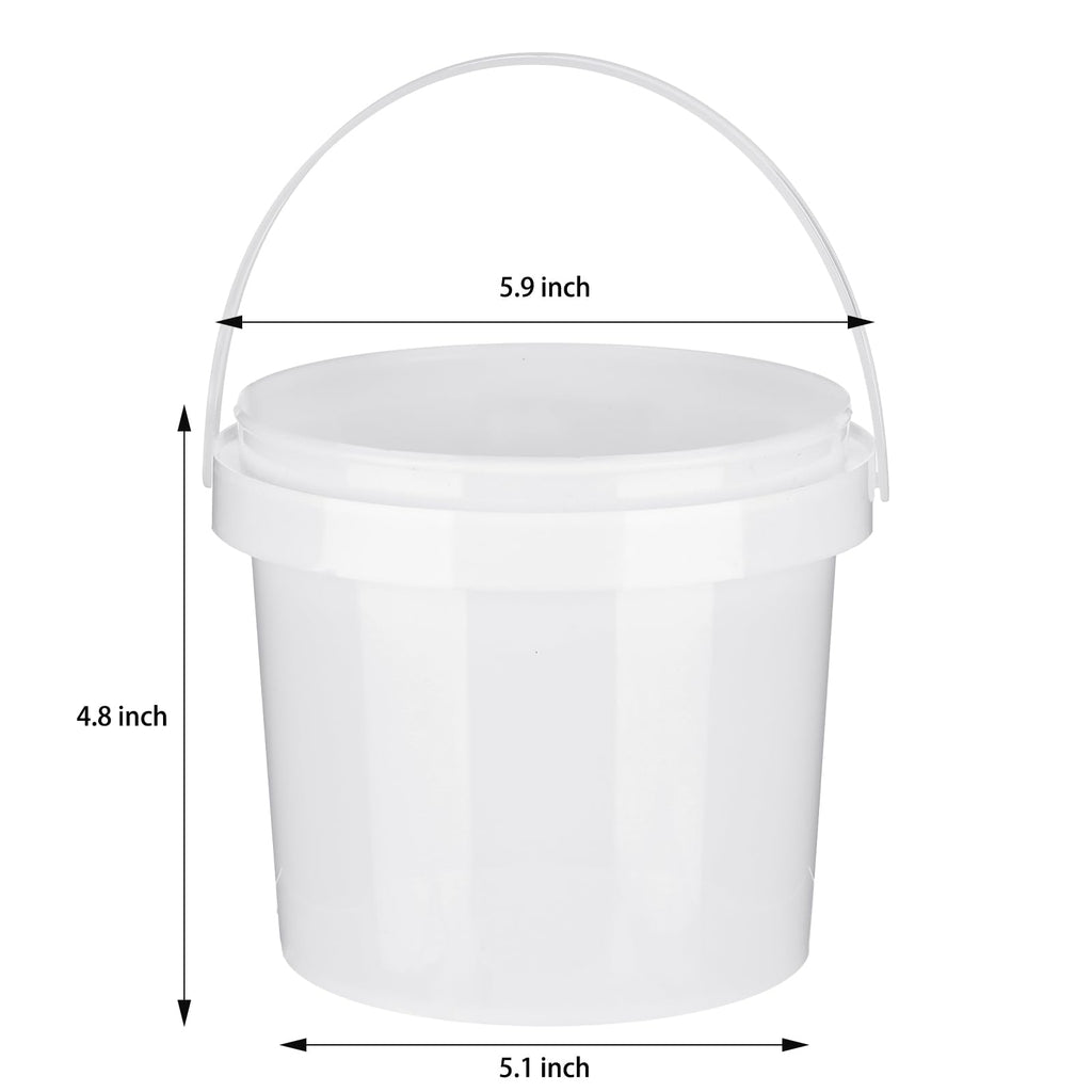 10 Pack White Plastic Bucket with Handle and Lid
