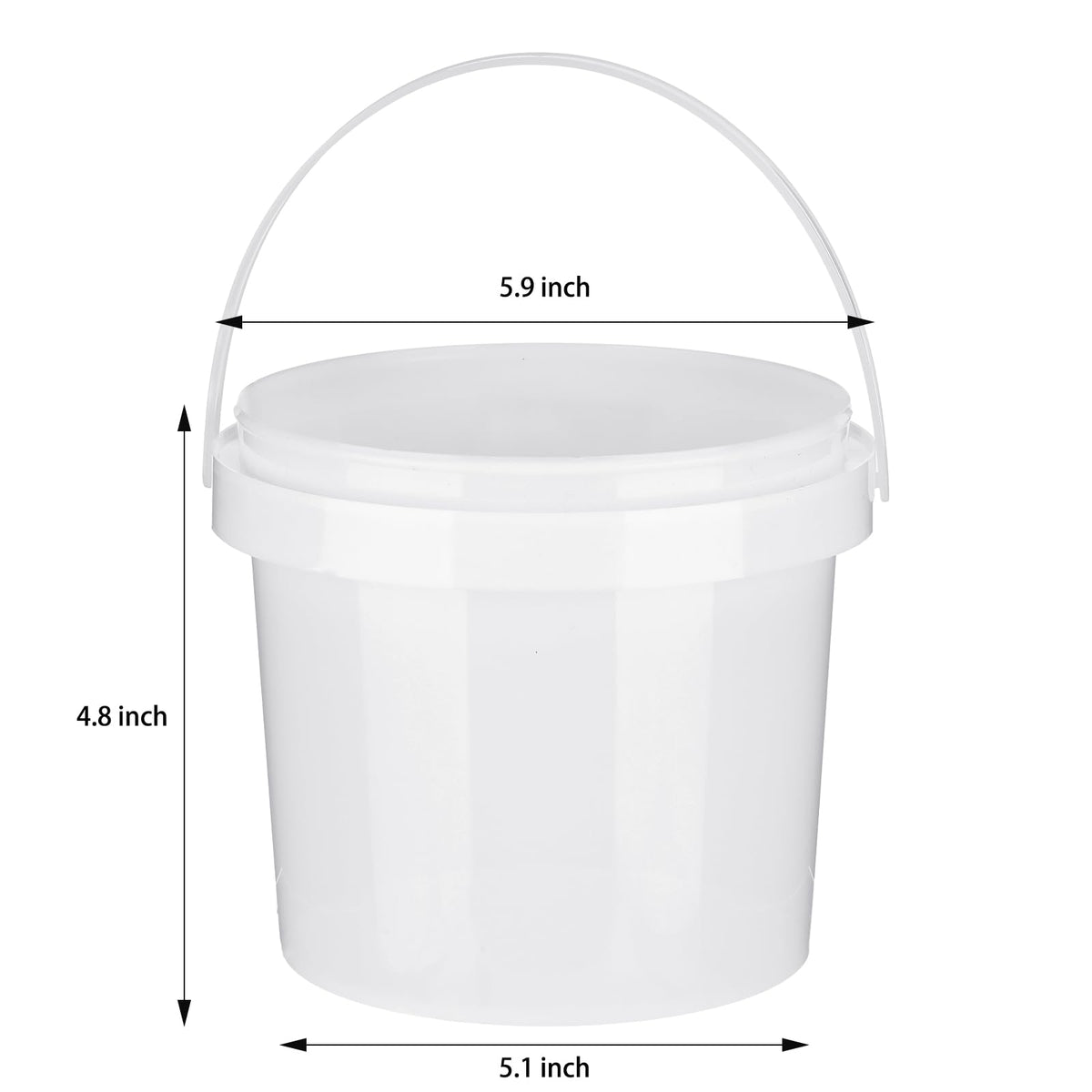 10 Pack White Plastic Bucket with Handle and Lid
