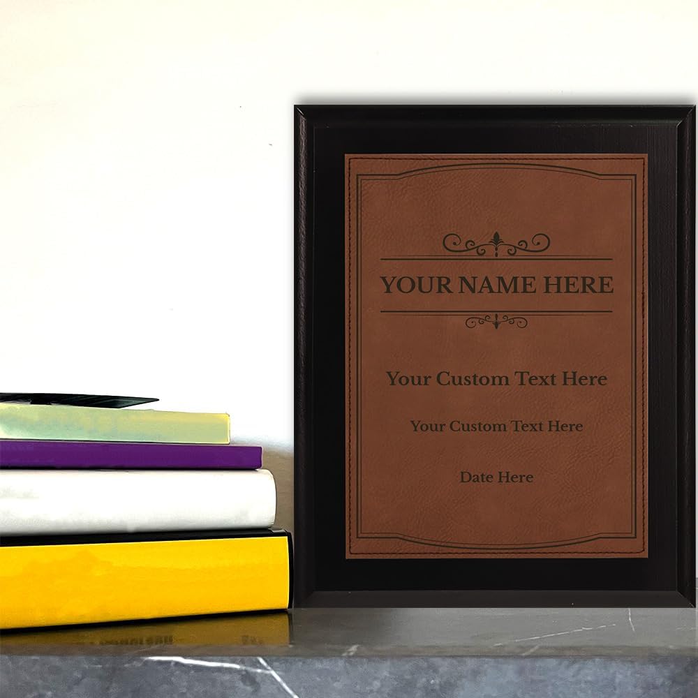 Certificate Award Theme, Black Wood Frame Customizable Leatherette Award Plaque | Easel Mount Option | Recognition of