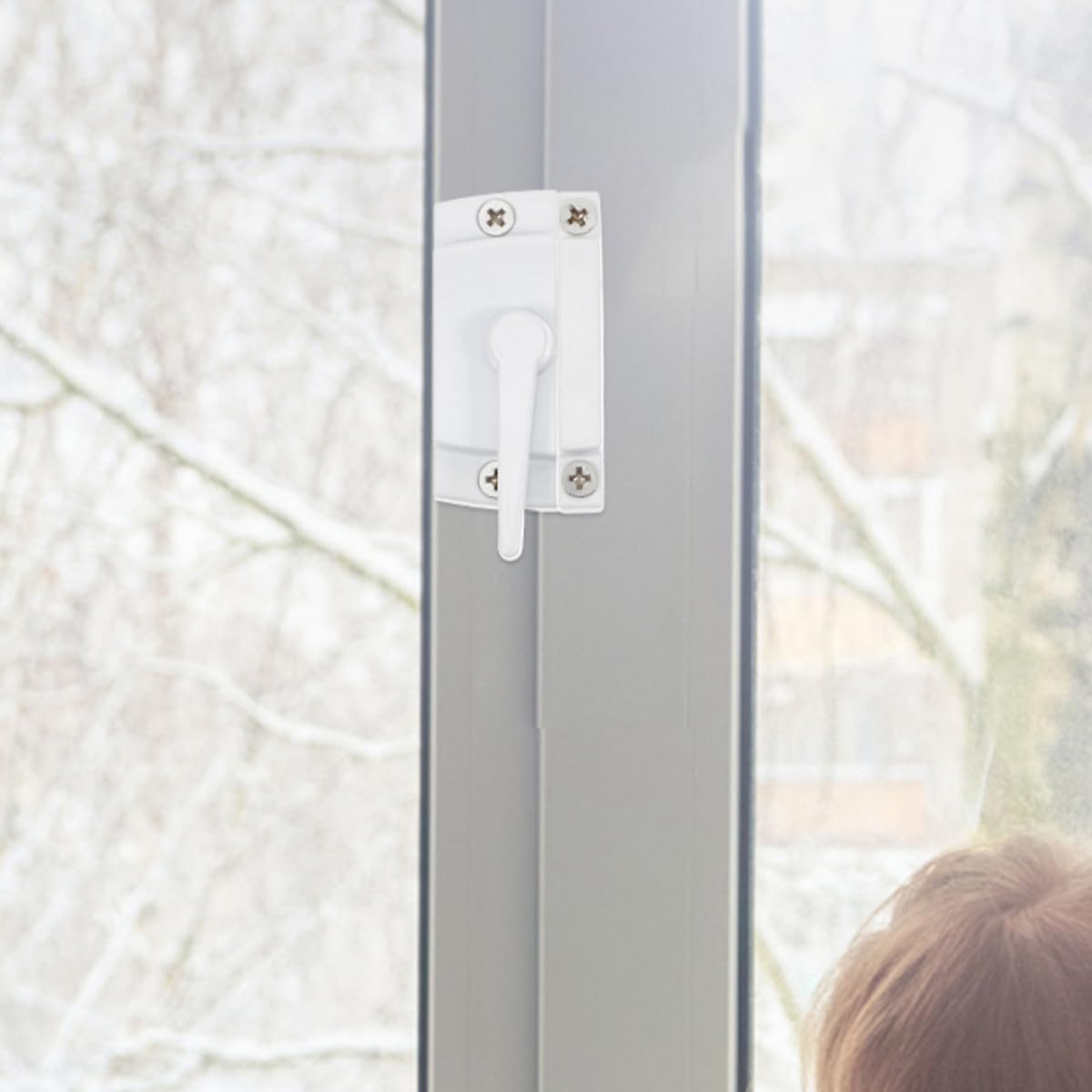 White Zinc Alloy Window Sash Lock 2 Sets for Single Hung Windows