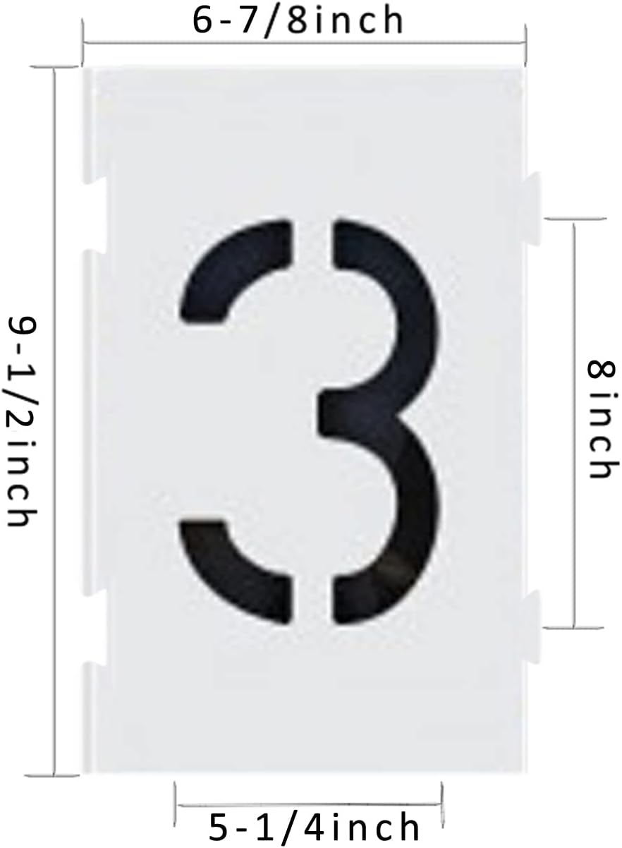 Curb Stencil Kit 0-9 Address Number Stencil Reusable Low Density Polyethylene (LDPE) Plastic - 8 inch Alphabet Kit