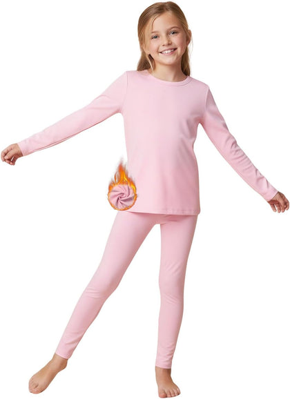 Girls Warm Thermal Underwear Set Kids Winter Base Layer Long Johns Sets for Cold weather/skiing