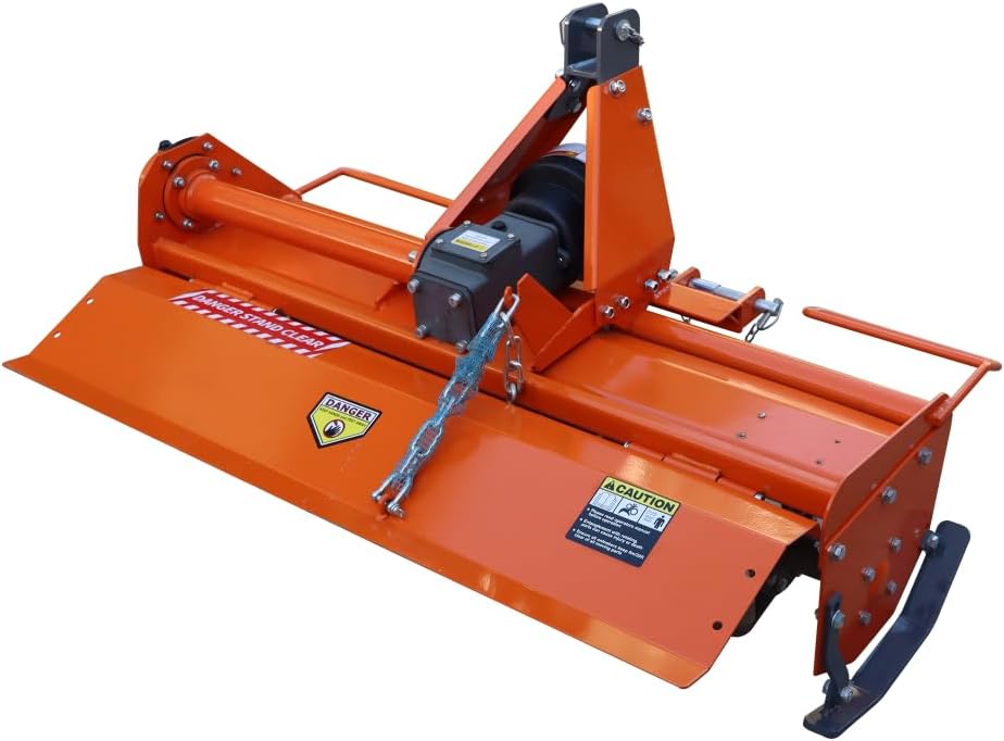 3-Point Rotary Tiller, 37-Inch PTO Cultivator for Cat 1 Tractors | 540 RPM Gearbox with Replaceable L-Shaped Tines