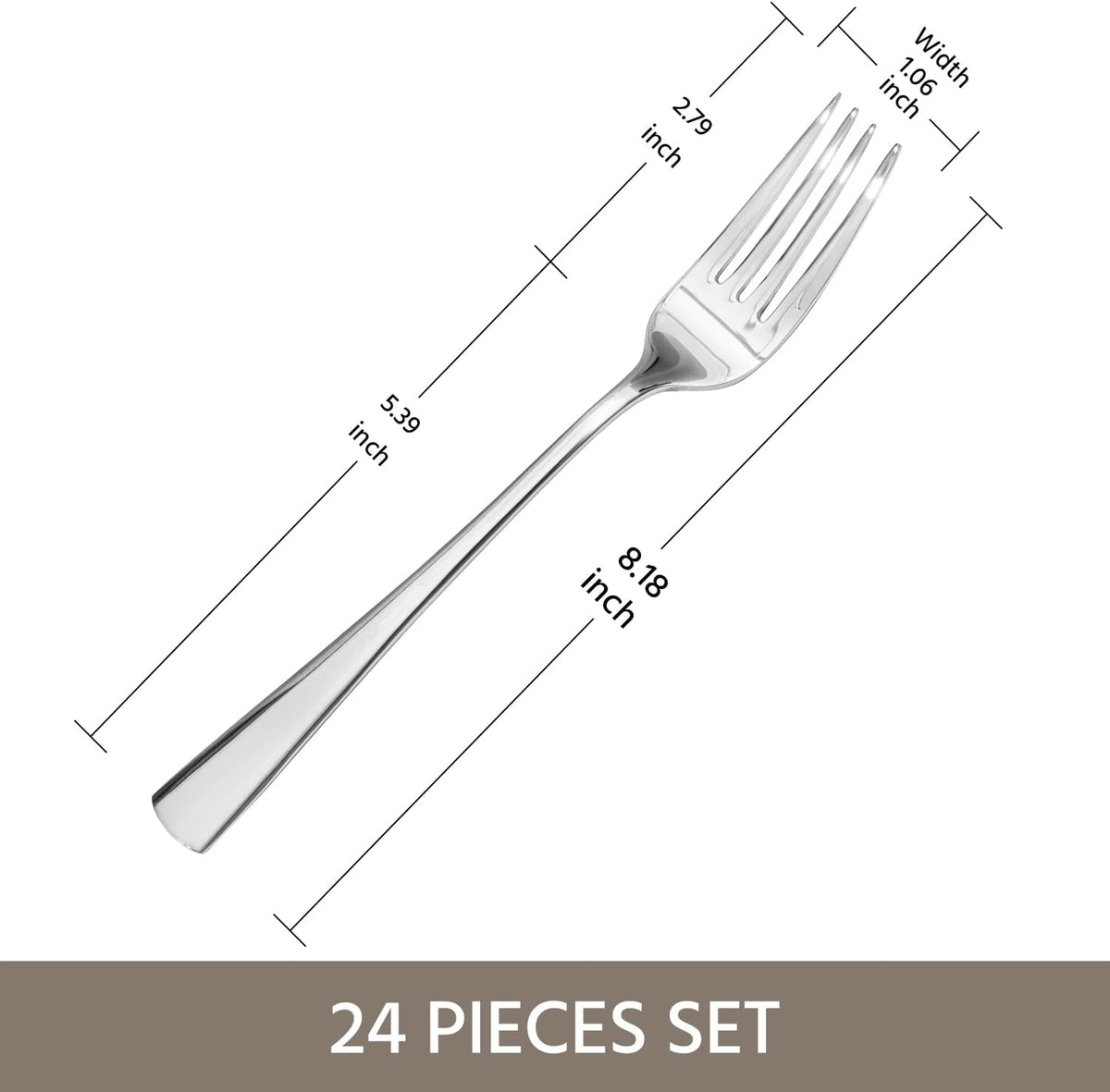 Forks 24 Piece Dinner Forks Set, 18/10 Stainless Steel, 8.18 Inch