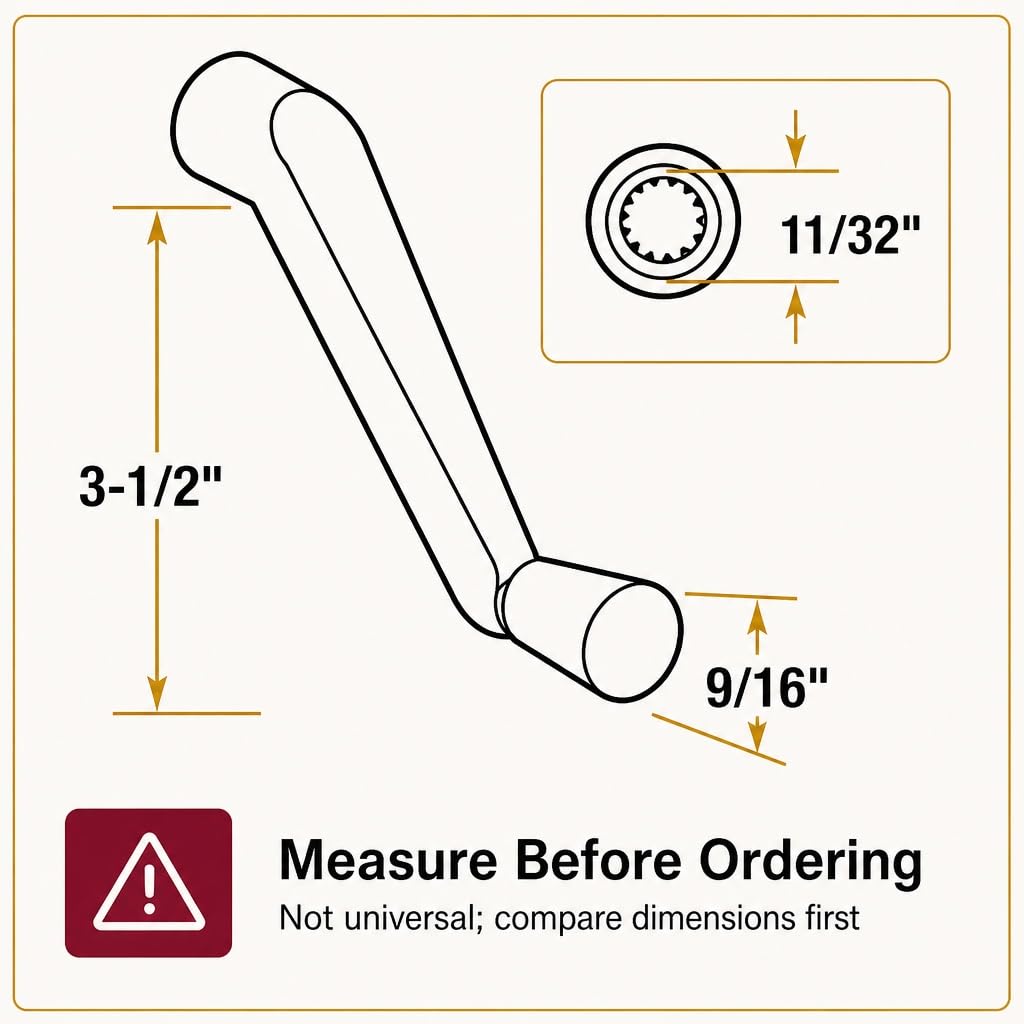H 4320 Casement Operator Crank Handle with 11/32 In. Bore, White (2 Pack)