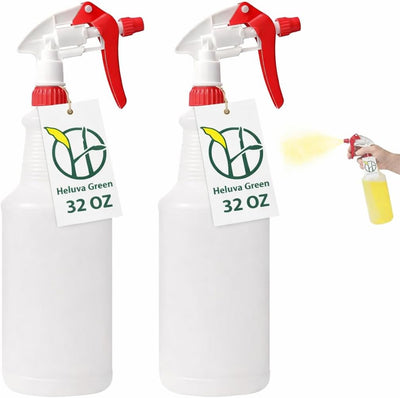 Heavy Duty 32oz Plastic Spray Bottles for Cleaning - Large Empty Industrial Bottles for Gardening Solutions, Vinegar