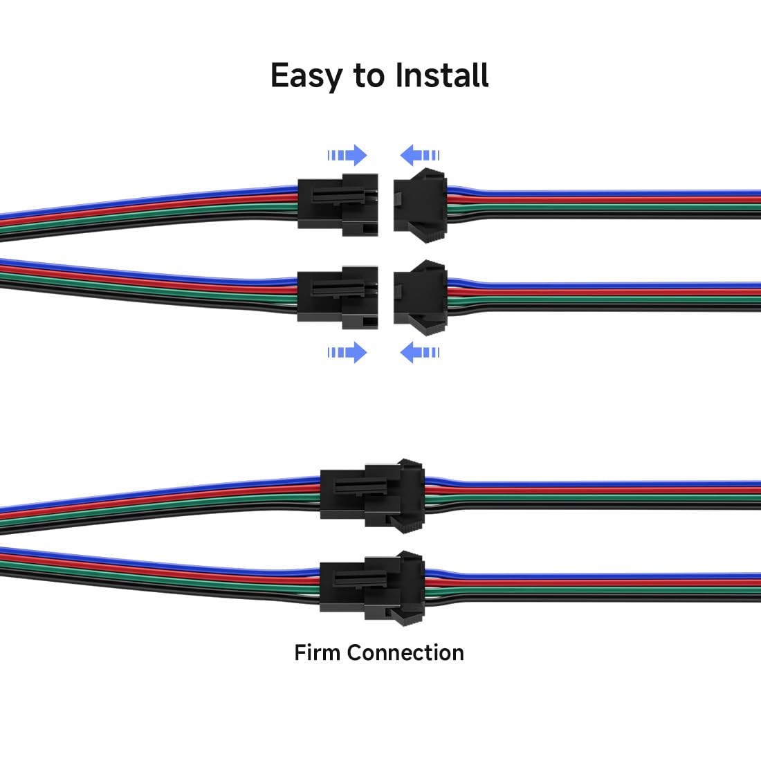 BTF-LIGHTING 5 PCS JST SM 4PIN V Shape 1 to 2 Connectors for 4 Pin SMD WS2801 WS2805 WS2813 WS2815 SK9822 TM1934 APA102 IC Addressable LED Strip Female Male 15CM 22AWG Wire