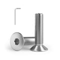 1/4-20 x 3''(10 Pack) Flat Head Hex Socket Cap Screws Countersunk Bolts, Allen Socket Drive, 304 Stainless Steel 18-8, Fully Machine Thread, Bright Finish (with hex Spanner)