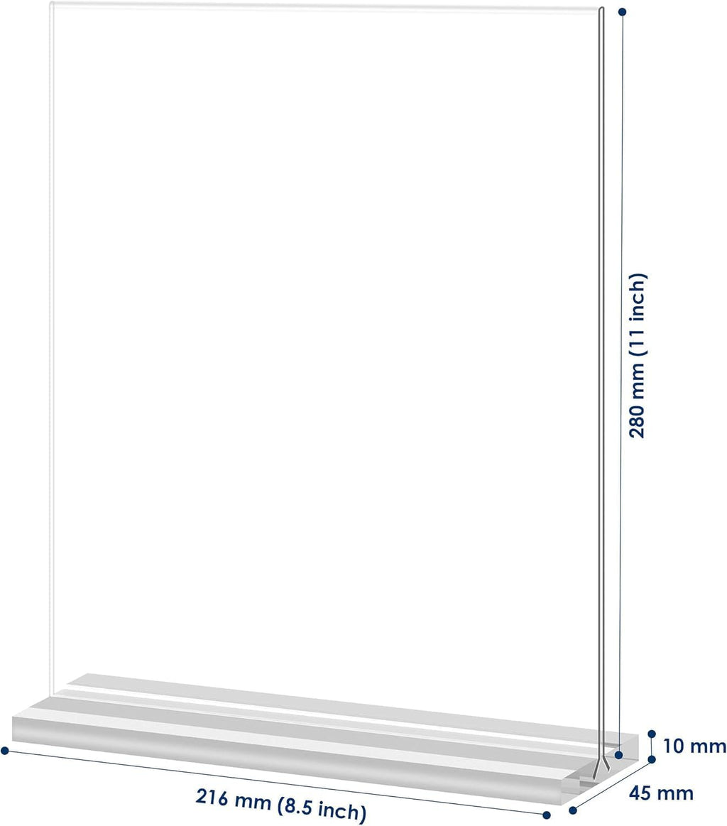 8.5x11 Clear Acrylic Sign Holder, Display Stand, Plastic Card Holder for Business, Office, Retail (2 Pack 8.5x11)