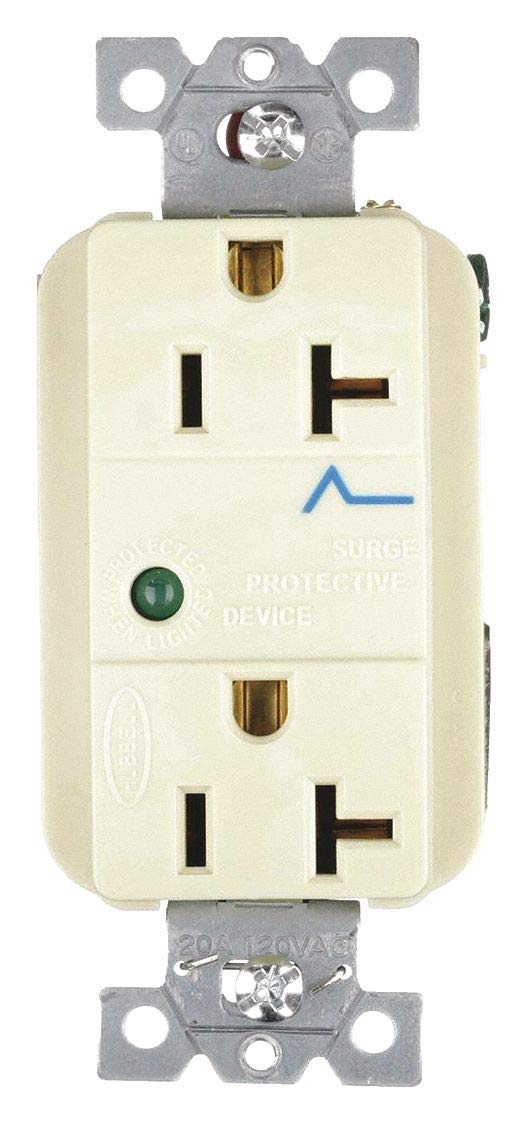 Hubbell Wiring Device-KELLEMS 20A Commercial Environments Receptacle, Ivory; Tamper Resistant: No