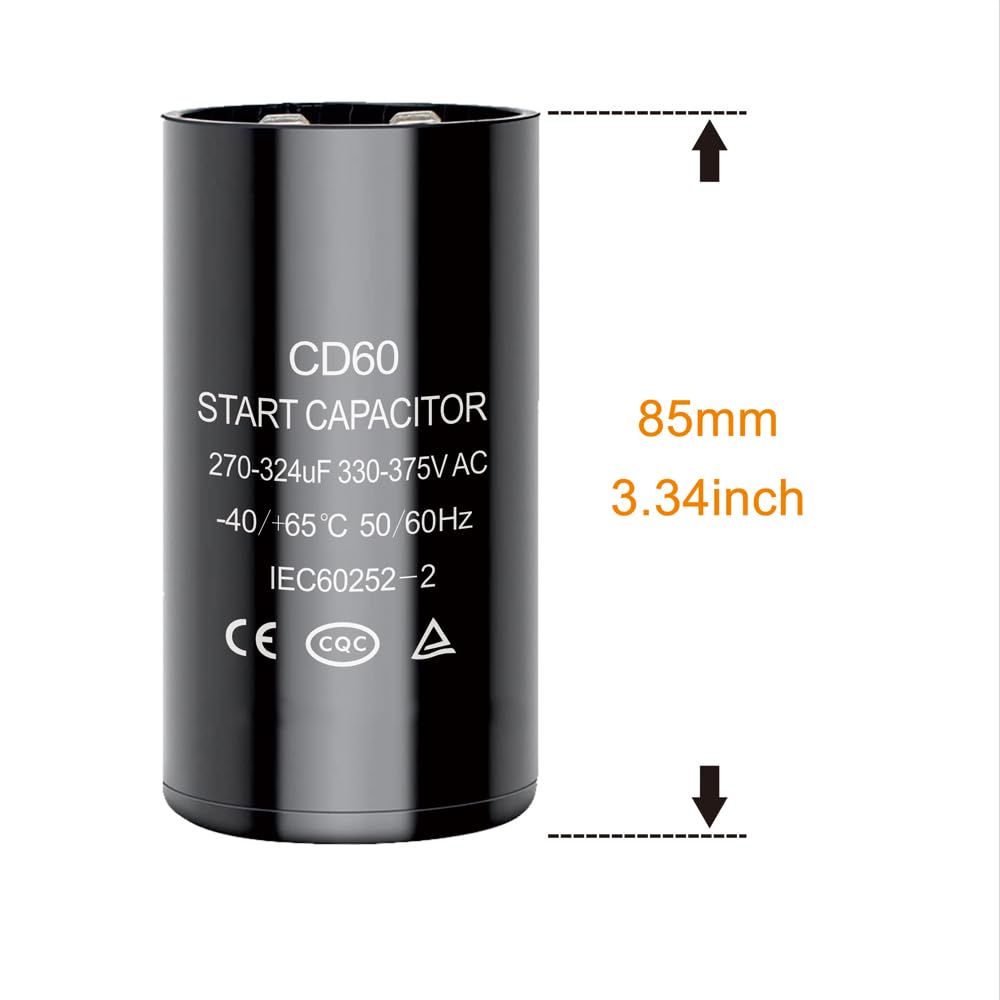 270-324 uf/MFD CD60 Round Start Capacitor ±20% 50/60 Hz 330-375 VAC Round Motor Well Pump Start Capacitor