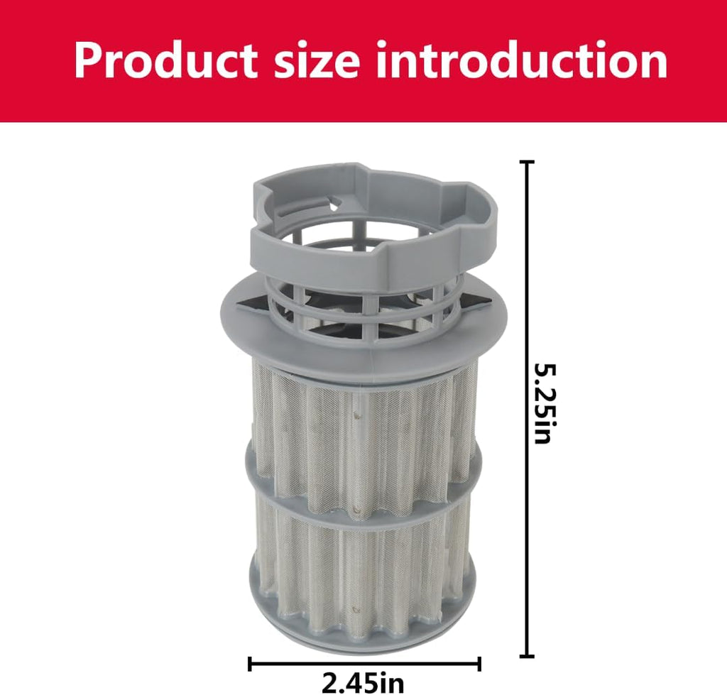 USonline911 645038 Dishwasher Drain Mesh Filter Circulation Pump Micro Filter for B-osch SHE4AM12UC, SHE4AM15UC, SHE4AM16UC, SHE4AP02UC, SHE4AP05UC, SHE3AR52UC, SHE3AR55UC