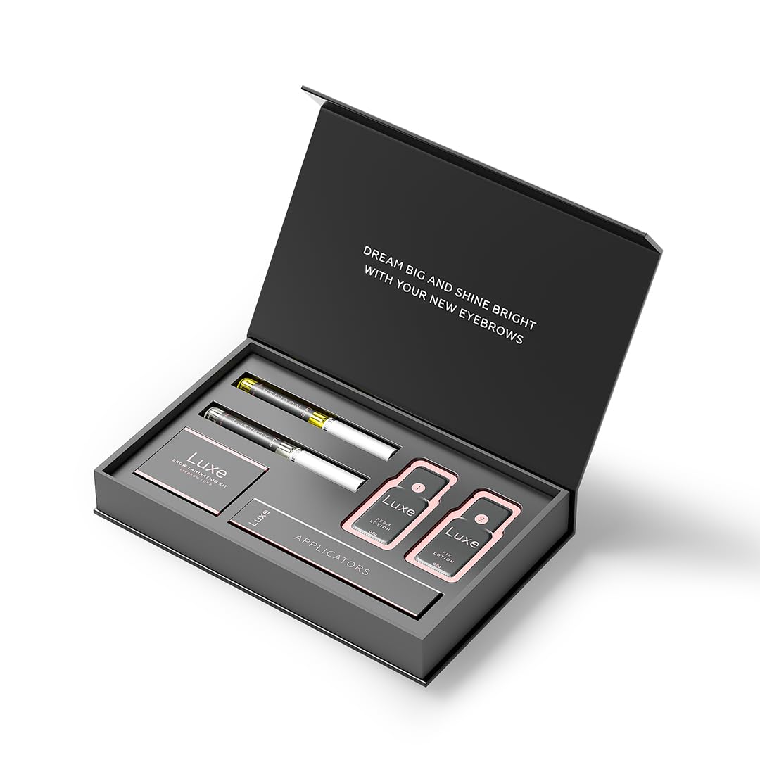 Pro Eyebrow Lamination Kit by Luxe Cosmetics - Perfectly Laminated Brows for 8 Weeks - Easy DIY, 3 Full Applications