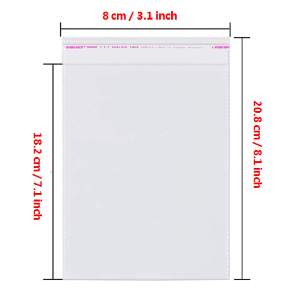 200pcs 3"x7" Clear Resealable Cellophane Bag Self Adhesive Seal