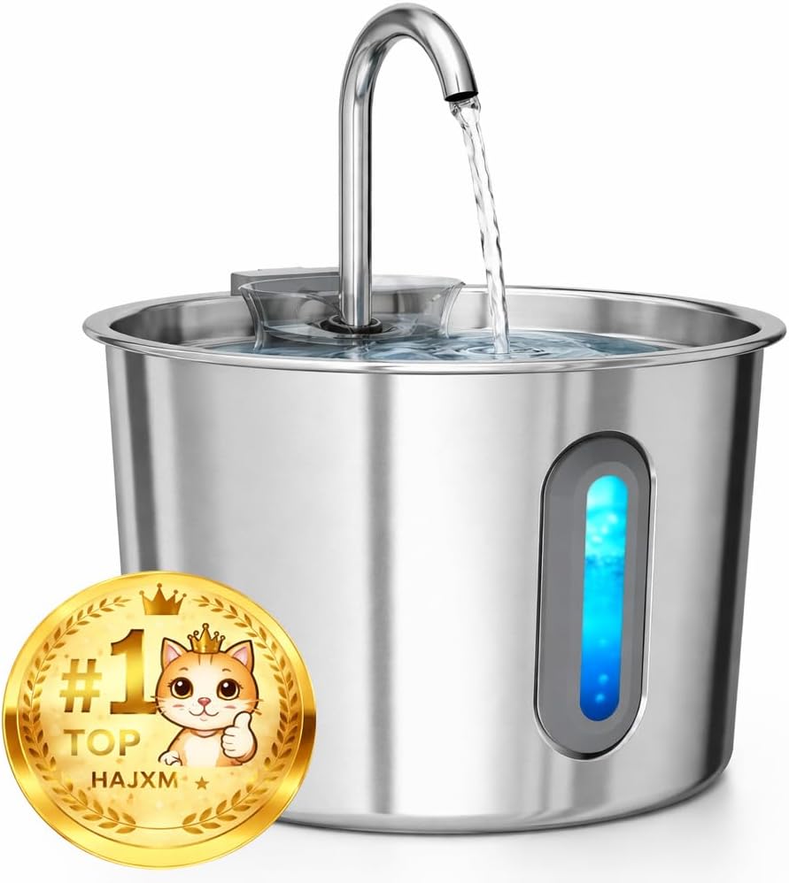 Cat Water Fountain, 74oz/2.2L Cat Fountain for Drinking - Pet Water Fountain Stainless Steel for Cats Inside - Quiet