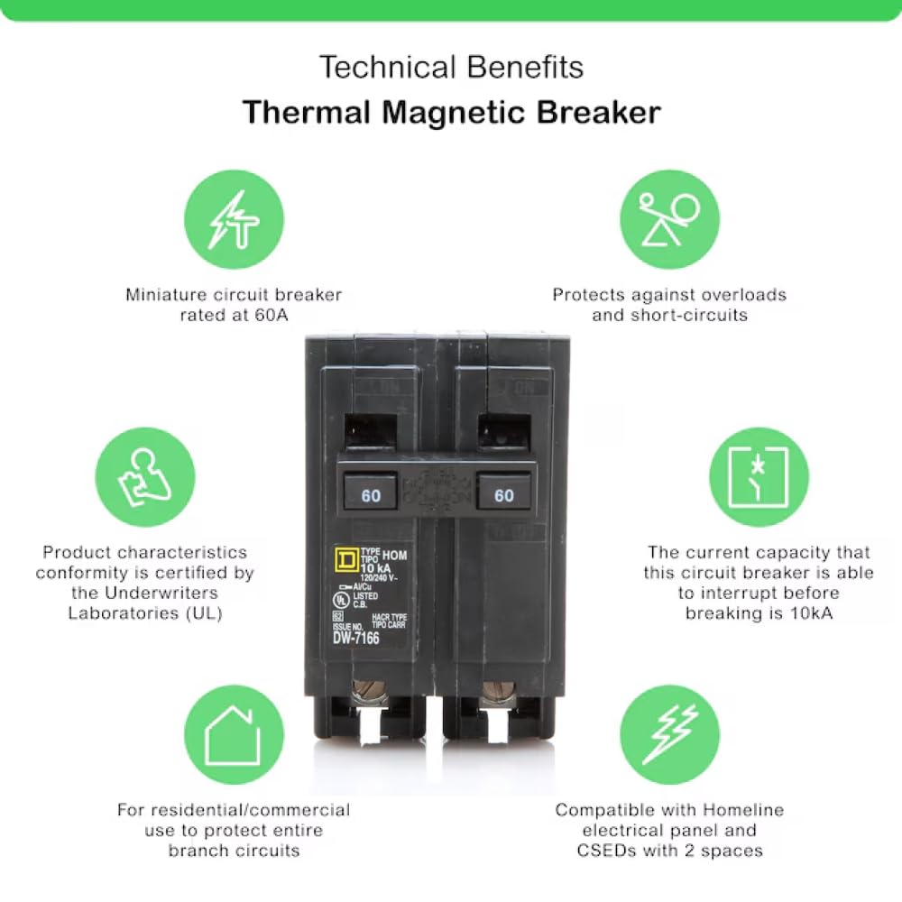Genuine Square D HOM260 60 Amp Double Pole Circuit Breaker Kit