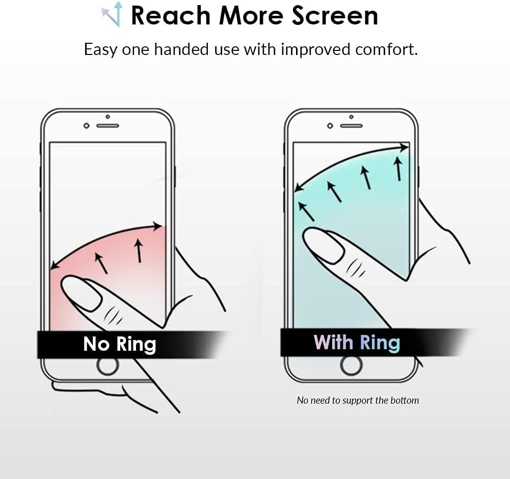 Cell Phone Ring Holder - Finger Ring & Stand - Improves Phone Grip Compatible with iPhone, Galaxy, Most Smartphones