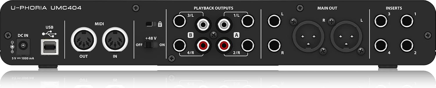 UMC404HD Audiophile 4x4, 24-Bit/192 Khz USB Audio/MIDI Interface with Midas Mic Preamplifiers