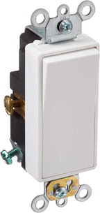 Leviton 20 Amp, 120/277 Volt Decora Plus Rocker Single-Pole AC Quiet Switch, 5621-2W, White