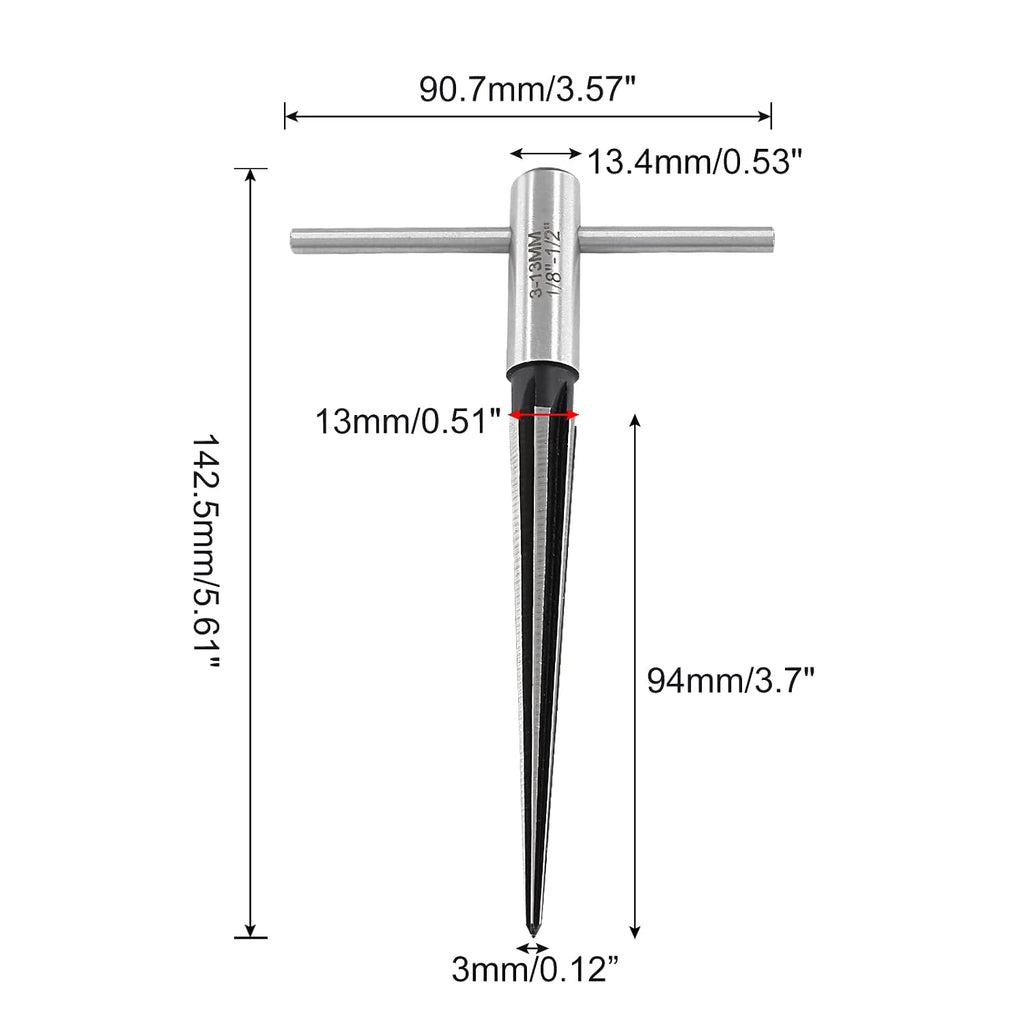 1/8"-1/2" (3-13mm) T Handle Tapered Reamer