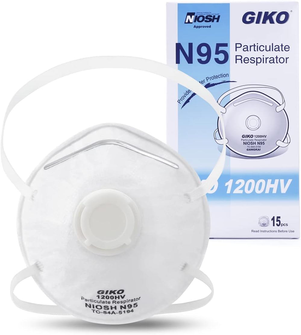 N95 Respirator Masks - 15Pcs NIOSH Certified Safety Masks Cup Particulate Respirator Mask with Breathing Valve for