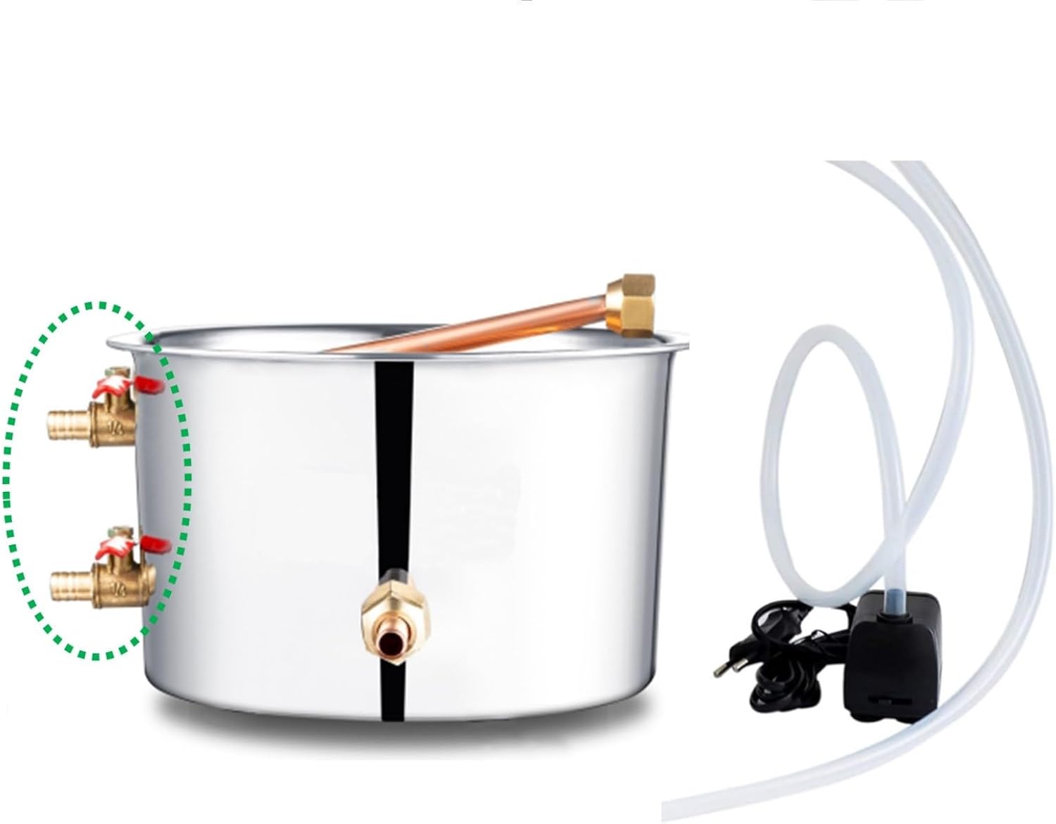 Distilling Kit Shine Still Home Brewing Distillery Kit 5 Gallon with Stainless Pot and Thumper Water Pump Copper Coil