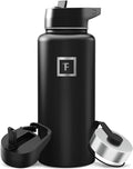 32 oz Wide Mouth Water Bottle with 3 Lids | Insulated Stainless Steel Sports Water Bottle with 3 Leakproof Lids - BPA