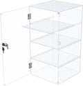 4 Shelf Acrylic Display Case with Lock Key, Clear Locking Display Case Showcase Cabinet with Removable Shelves - Safe