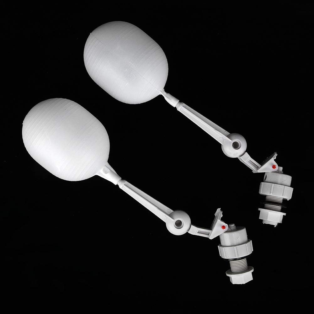Plastic Float Valve 2 Pack Auto Fill Shut Off Valve for Livestock Water Tank Trough, with Thicken Float Adjustable