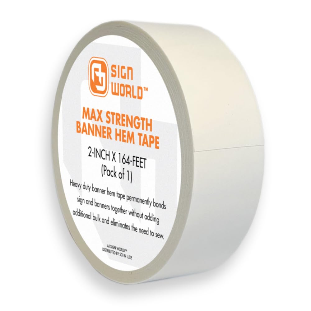 2" MAX Strength Banner Hem Double Sided Permanent Tape (2-Inch x 164-Feet/55 Yard)