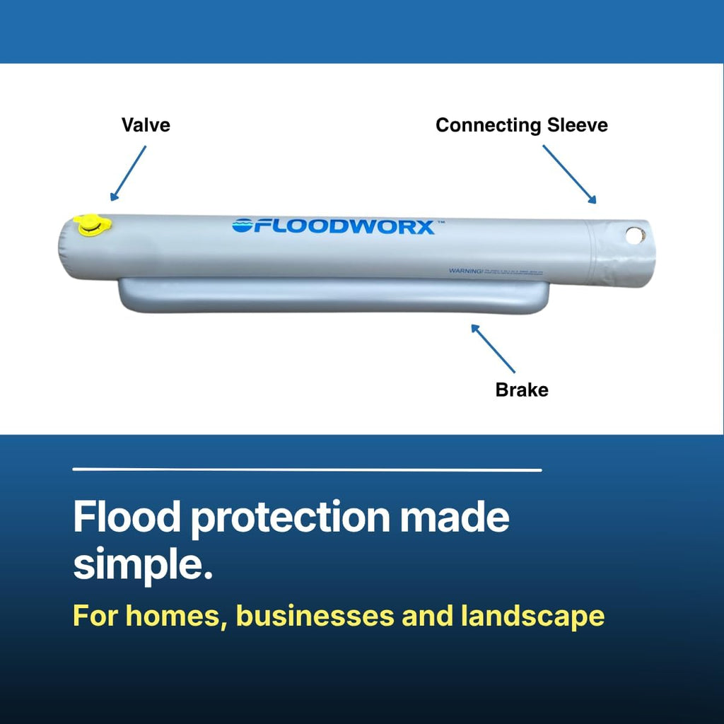 Reusable Flood Barrier & Water Diverter | No Sand Bags, Reusable Flood Protection | Protects Home, Garage, Driveway &