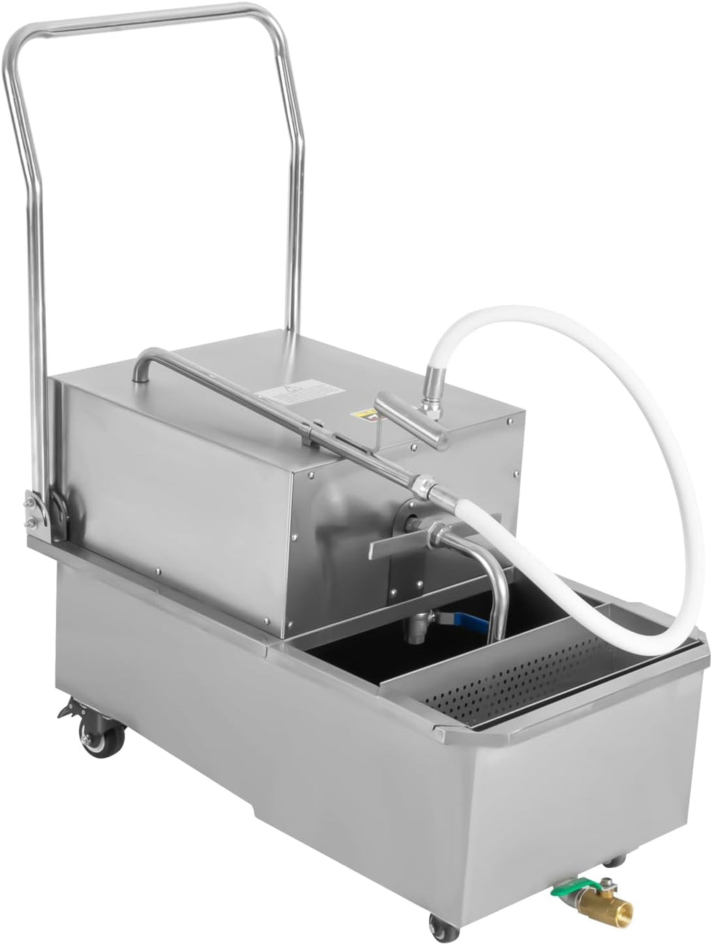 55L/14.5Gal Mobile Fryer Filter, 550W Commercial Fryer Filter Machine Cart, Stainless Steel Oil Filter Machine