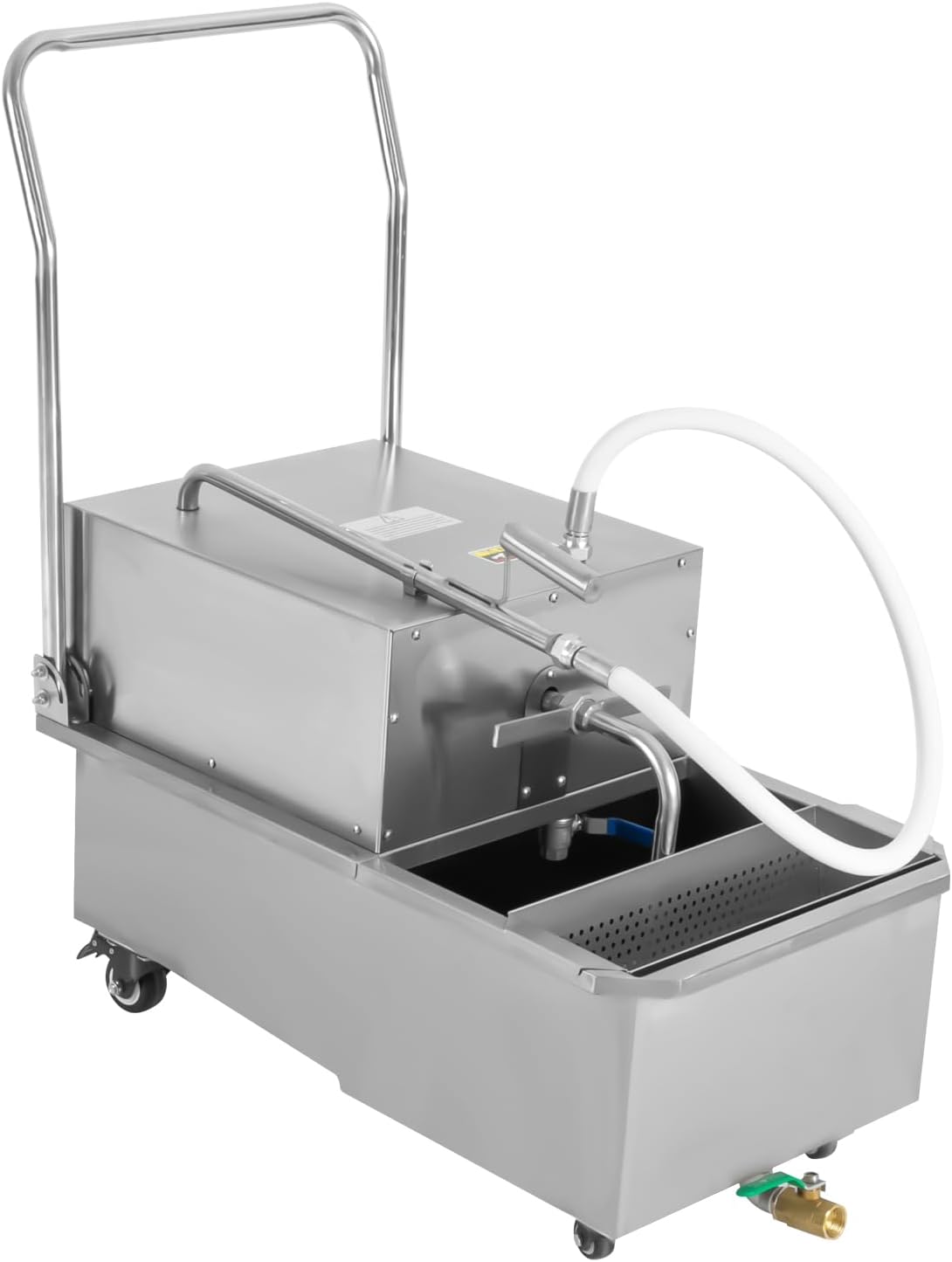 55L/14.5Gal Mobile Fryer Filter, 550W Commercial Fryer Filter Machine Cart, Stainless Steel Oil Filter Machine