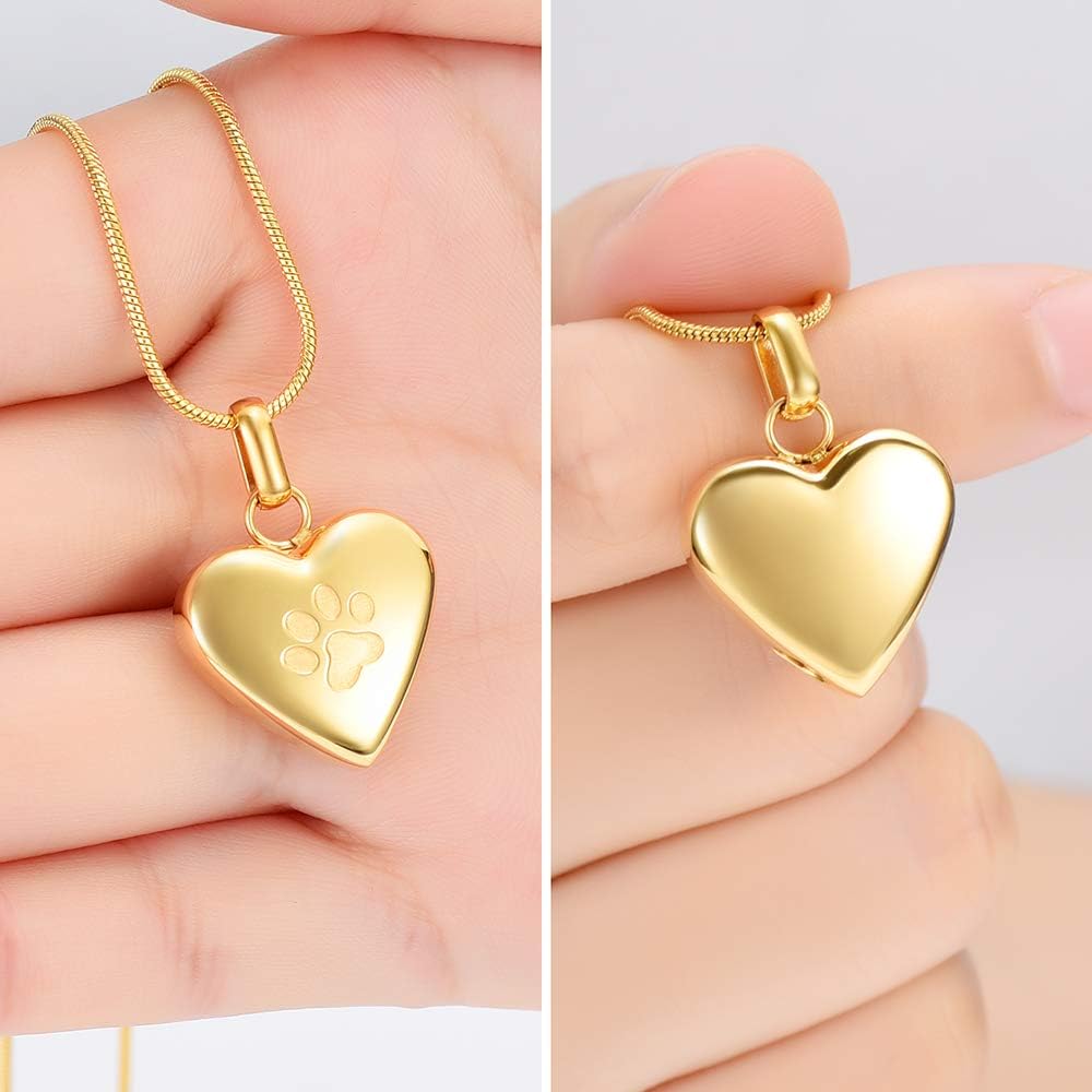 Pet Cremation Jewelry for Ashes Pendant Paw Print Pet Heart Urn Necklace Memorial Keepsake Jewelry for