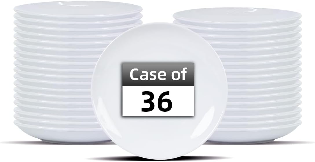 Stoneware Coupe Commercial Grade Dinnerware Bright White, Plate 6.5", Case of 36