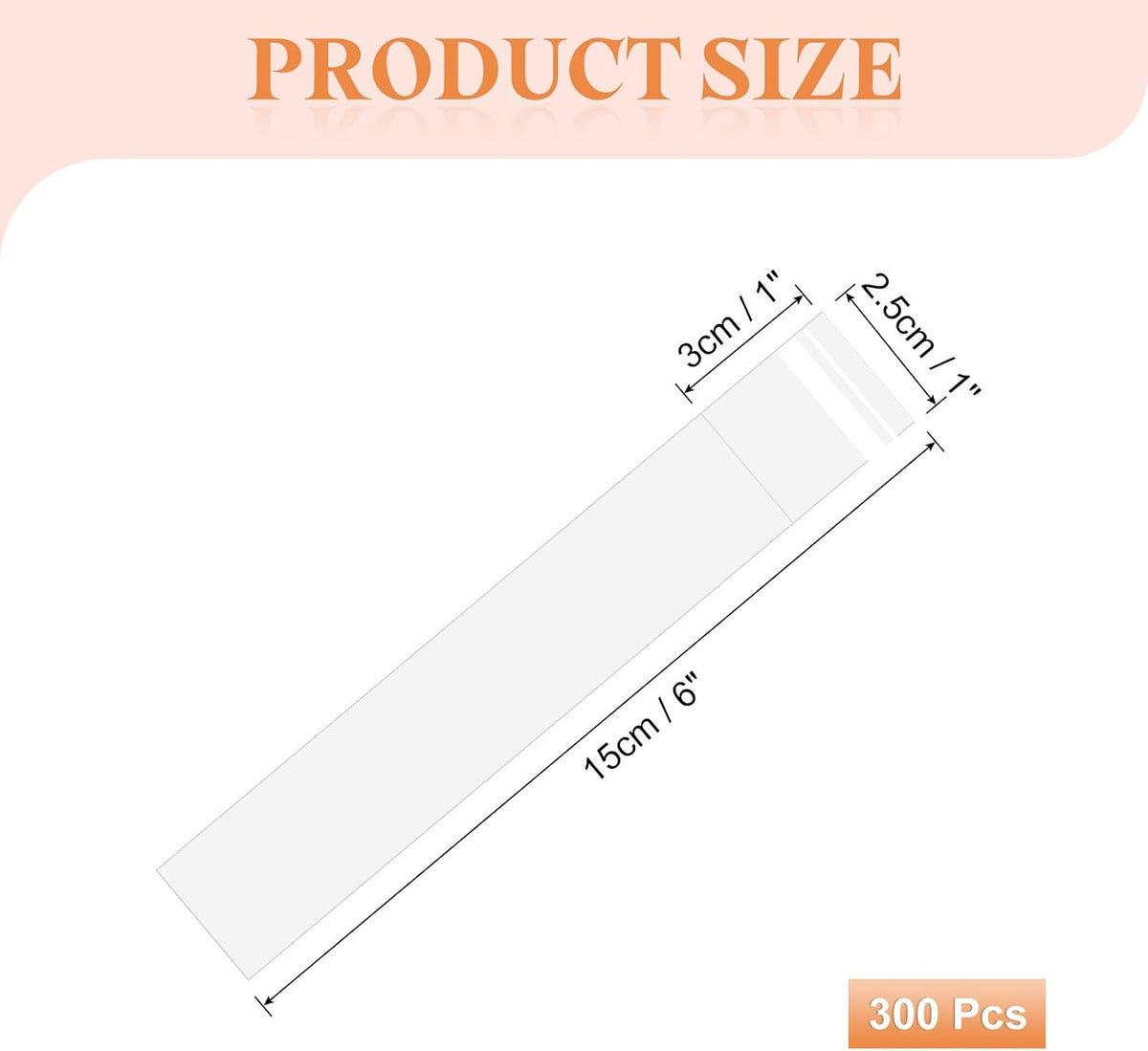 300Pcs Self-Sealing Cello Bags, 1x6 Inch Long Clear Flap Poly Bags