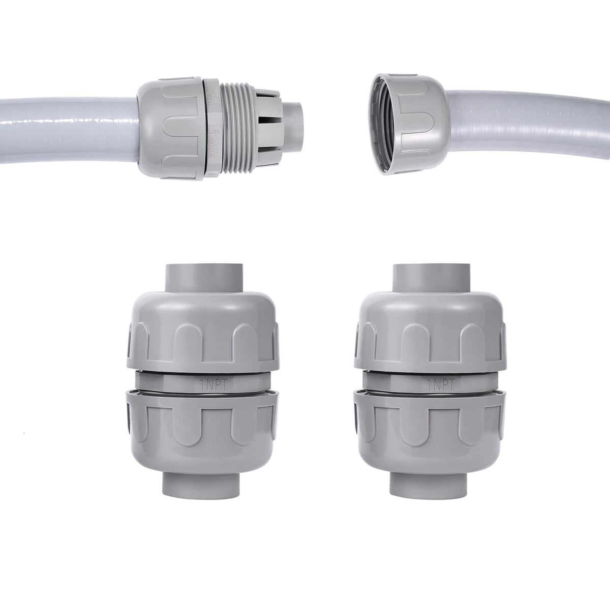 (2 Pcs) NPT 1 Double Conduit Liquid-Tight Connector Straight