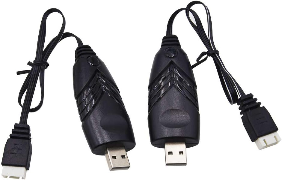 2 Pack 3S 1.5A Lithium Charger Cable Suitable for RC Car Boat Airplane Drone Airsoft 3 Cell Lipo Battery / 11.1V USB