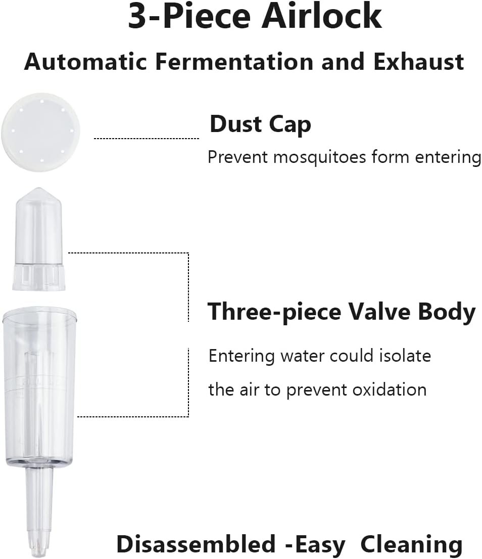6 Packs 3 Piece Airlocks for Fermenting with #6 Stoppers and Grommets, Air Lock Ferment for Beer Wine Making, Home