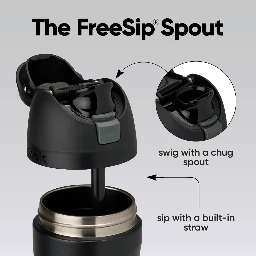 FreeSip Stainless Steel Water Bottle 40 oz Very, Very Dark