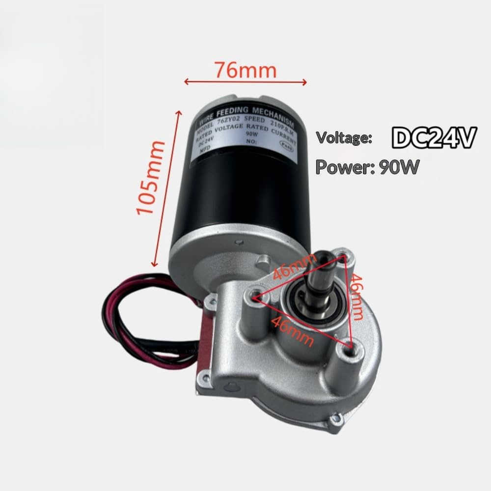 1PC 24V DC High Speed Wire Feed Drive Motor, 76mm Outer Diameter 90W 210RPM 2-24m/min Left Mount Wire Feeder Motor for Century Snap-On MIG Welder Replacement