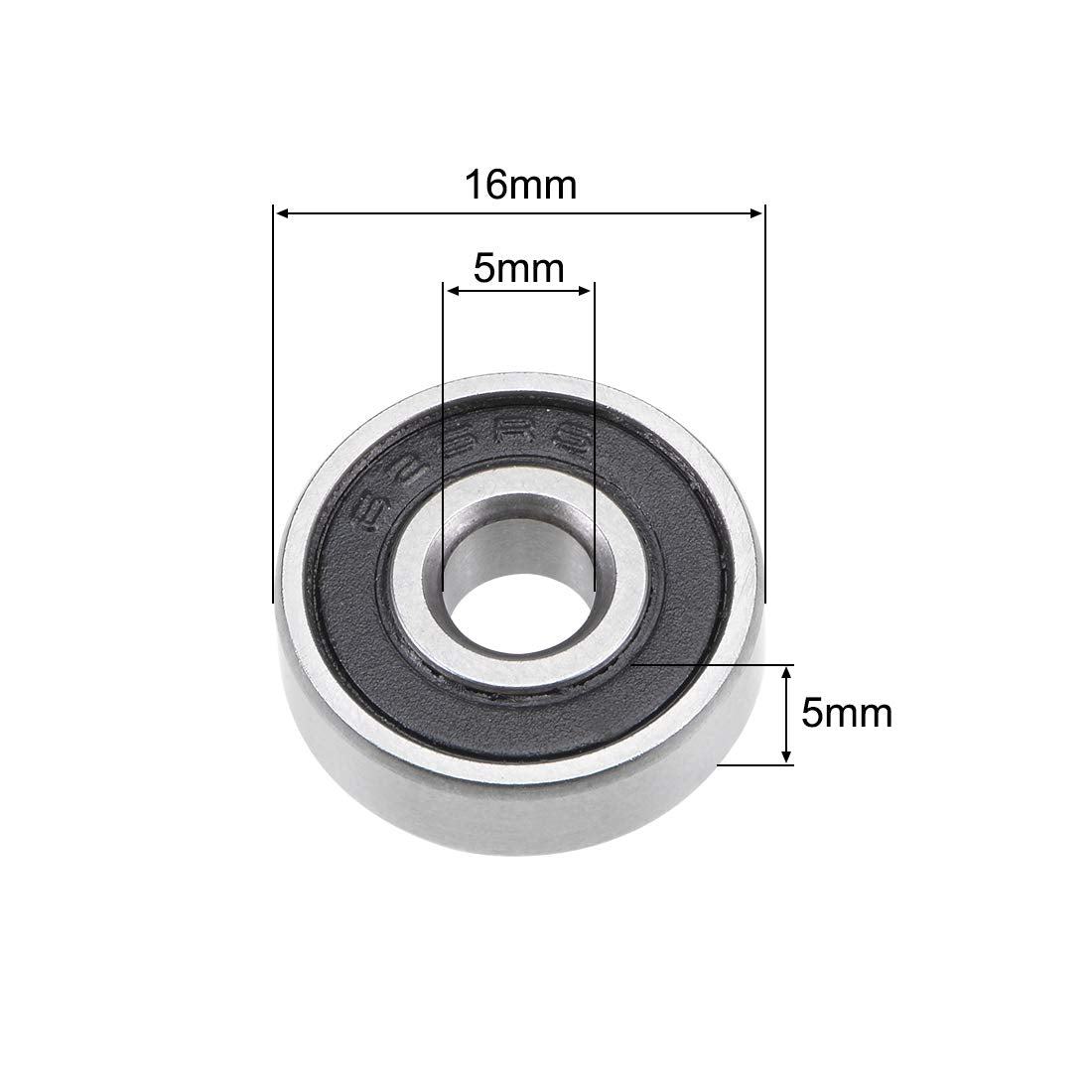 uxcell 625-2RS Deep Groove Ball Bearing 5x16x5mm Double Sealed ABEC-3 Bearings 10-Pack
