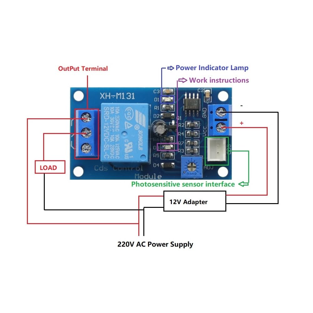 2PCS DC 12V Light Control Switch Photoresistor Relay Module Detection Sensor 10A Brightness Automatic Control Module