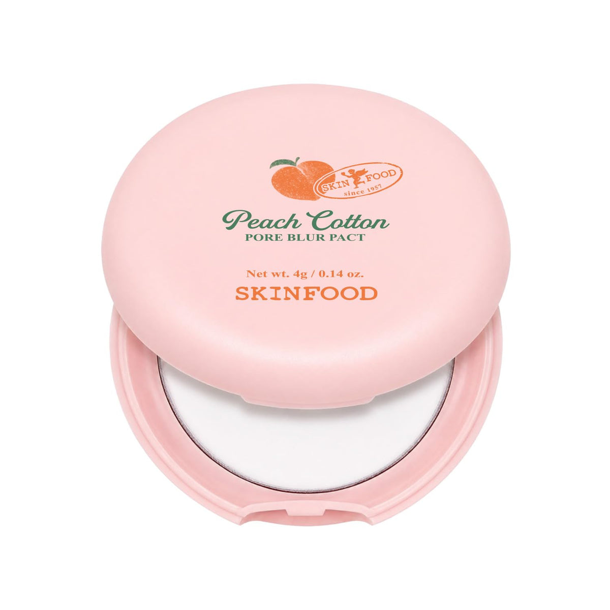 SKINFOOD Peach Cotton Pore Blur Pact - Sebum Control Pack with Silky Texture - Long Lasting Makeup Fixing - Pore